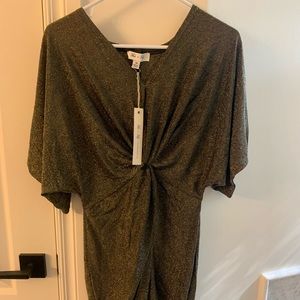 Boutique gold shimmer fitted dress